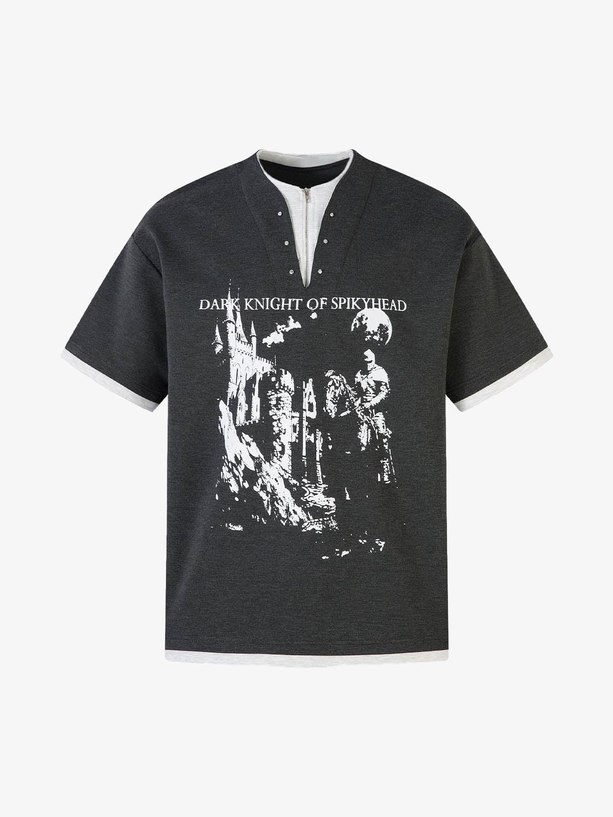 Retro Faux Two-Piece Print T-shirt 