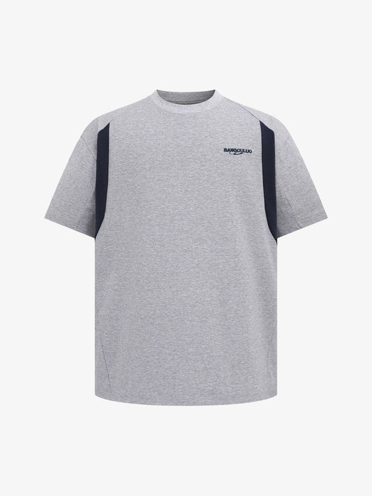 Retro Contrast Color Embroidered Letter T-shirt 