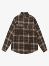Retro Ripped Patchwork Long Sleeve Plaid Shirt 
