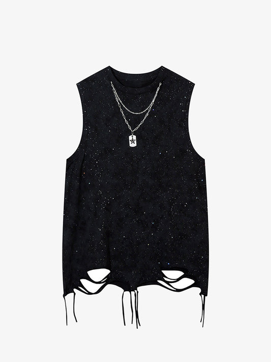 Street Chain Waistcoat Ripped Vest 