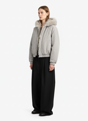 Spliced Fur Hooded Quilted Jacket - 2285 