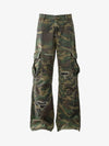 Ripped Camouflage Flared Cargo Pants - 2410 