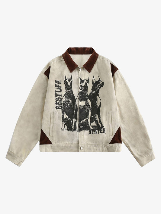Thesupermade Retro Washed Distressed Graffiti Patchwork Jacket - 1986 