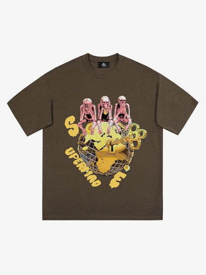 Thesupermade Retro Skull Printed T-shirt 