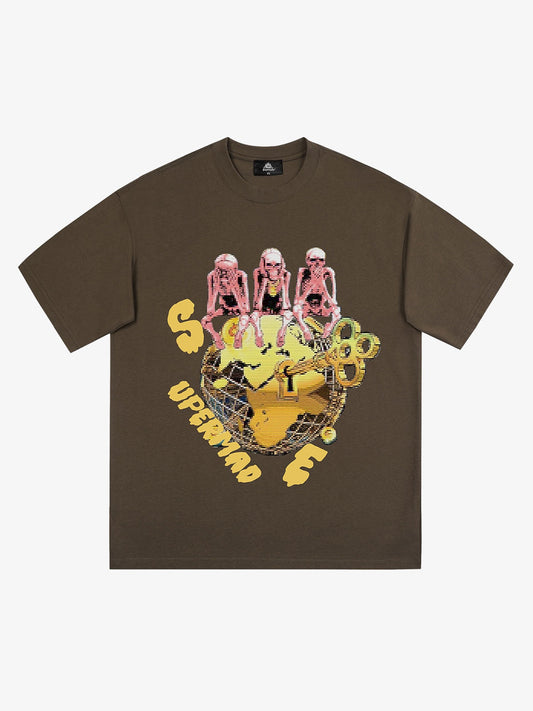 Thesupermade Retro Skull Printed T-shirt 