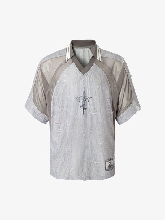 Street Stitching Cross Print T-shirt 