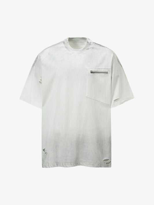 Street Dirty-Dye Distressed Cut Pocket T-shirt 