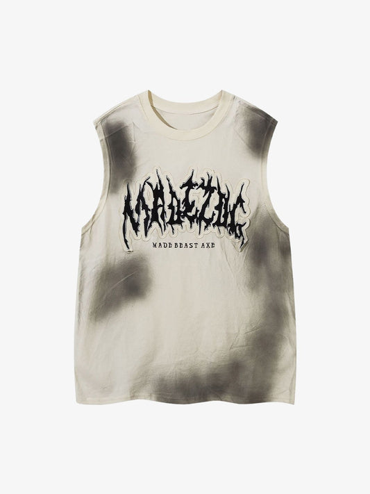Letter Patchwork Gradient Tank Top 