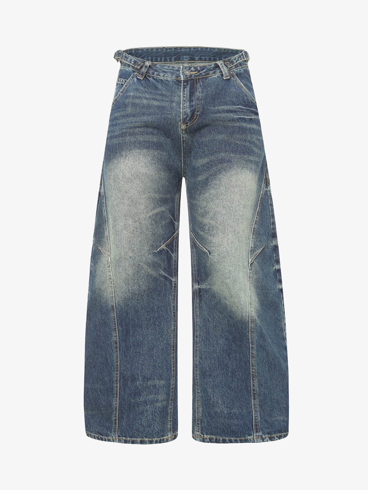 Washed Distressed Deconstructed Pleated Scimitar Jorts 