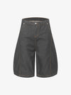 Deconstructed Split Contrast Stitching Scimitar Jorts 
