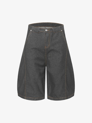 Deconstructed Split Contrast Stitching Scimitar Jorts 