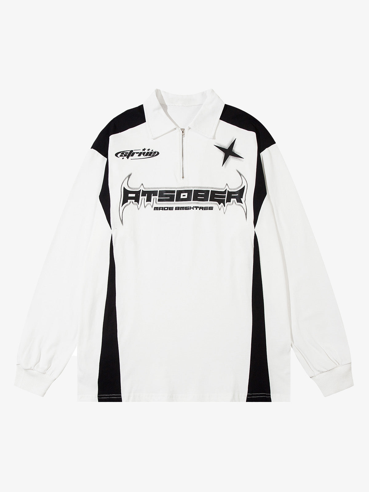 Thesupermade Star Color-Blocking Long Sleeve Quarter Zipper Shirt 