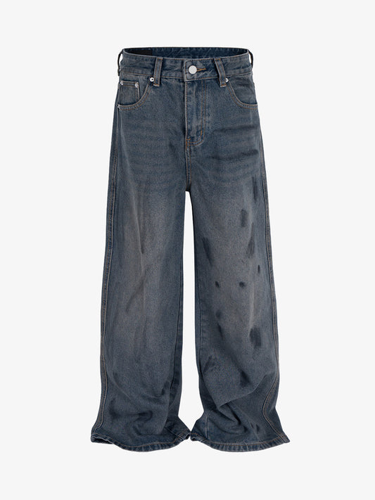 Wasteland Style Ink Splash Baggy Jeans 