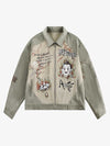 Thesupermade Graffiti Patchwork Lapel Denim Jacket - 2224 