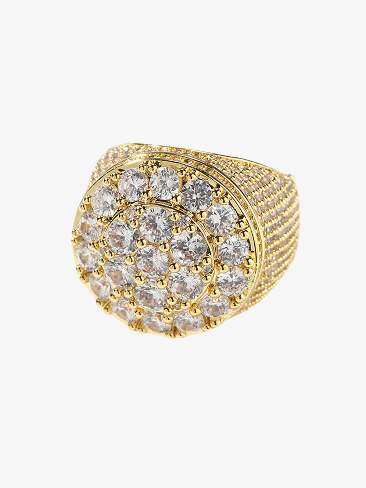 Floral Hotfix Rhinestone Copper Ring 
