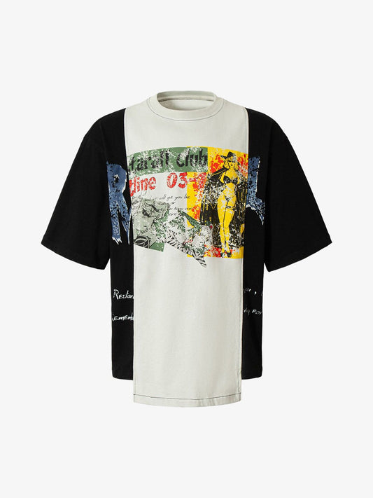 Spliced Deconstruction Print T-shirt 