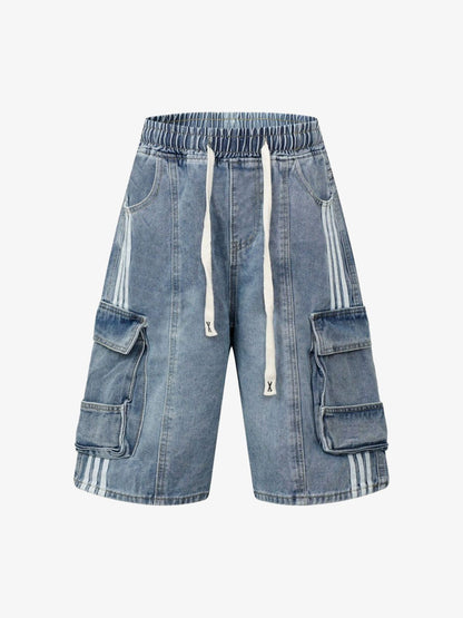 Washed Cargo Denim Shorts 
