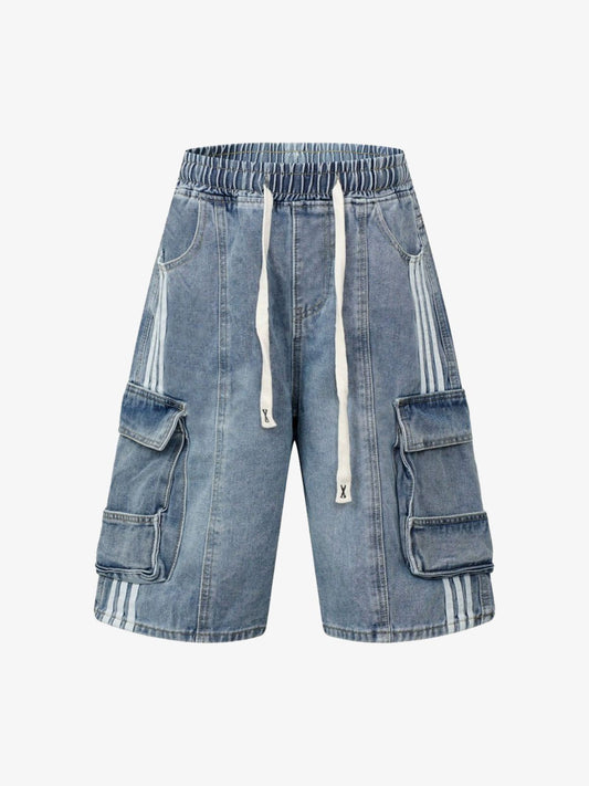 Washed Cargo Denim Shorts 