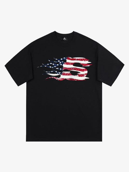 Original Patriotic Flame Graphic T-Shirt 