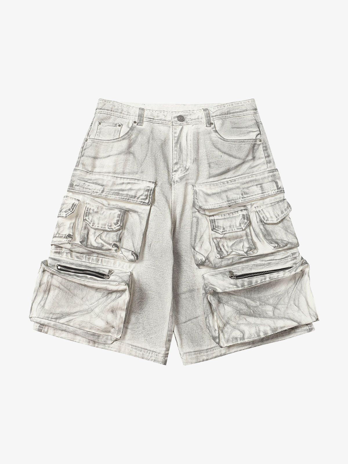 Distressed Multi-Pocket Cargo Shorts 