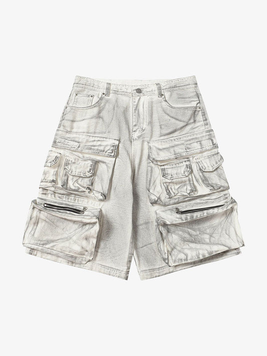 Distressed Multi-Pocket Cargo Shorts 