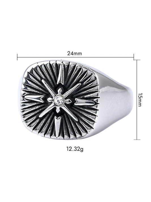 Vinatege Nordic Navigator Compass Cross Ring 