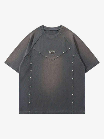 Vintage Washed Stitching Rivets T-shirt 