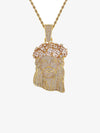 Rhinestone Hotfix Jesus Pendant Copper Necklace - 2441 