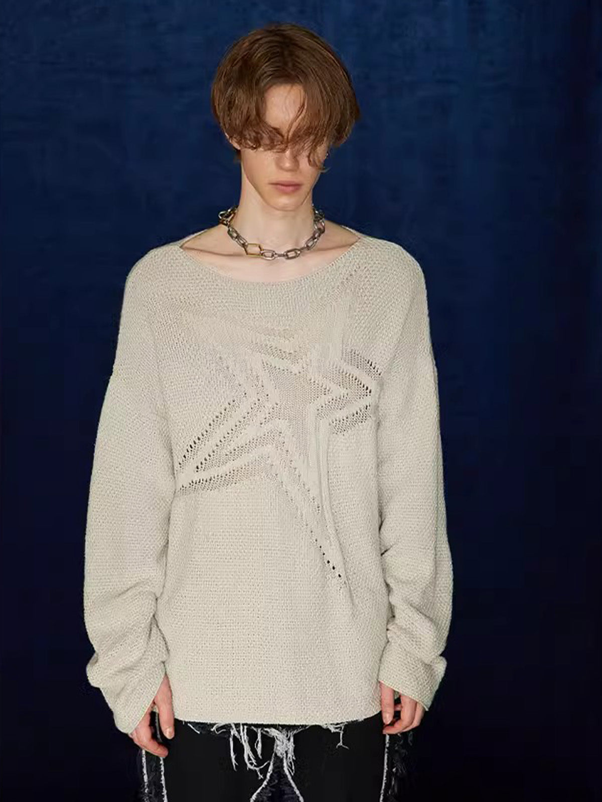 Thesupermade Star Cutout Boatneck Sweater 
