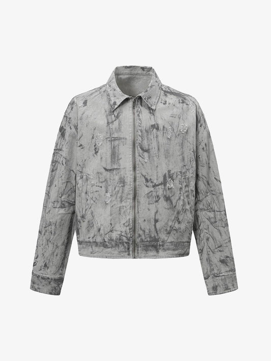 Tie-Dye Denim Bomber Jacket 