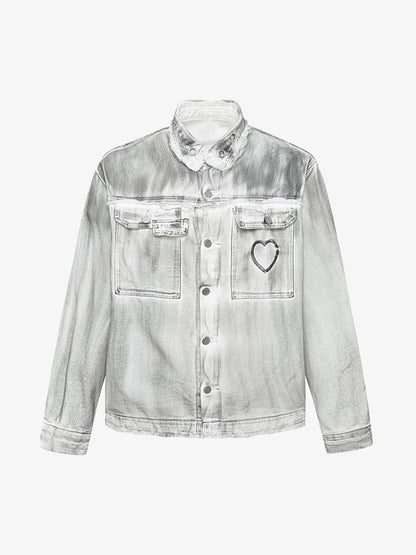 Distressed Denim Embroidery Jacket 