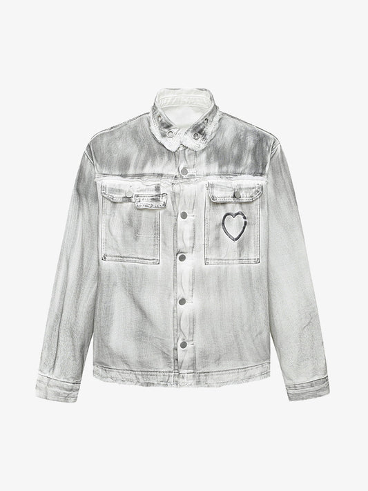 Distressed Denim Embroidery Jacket 
