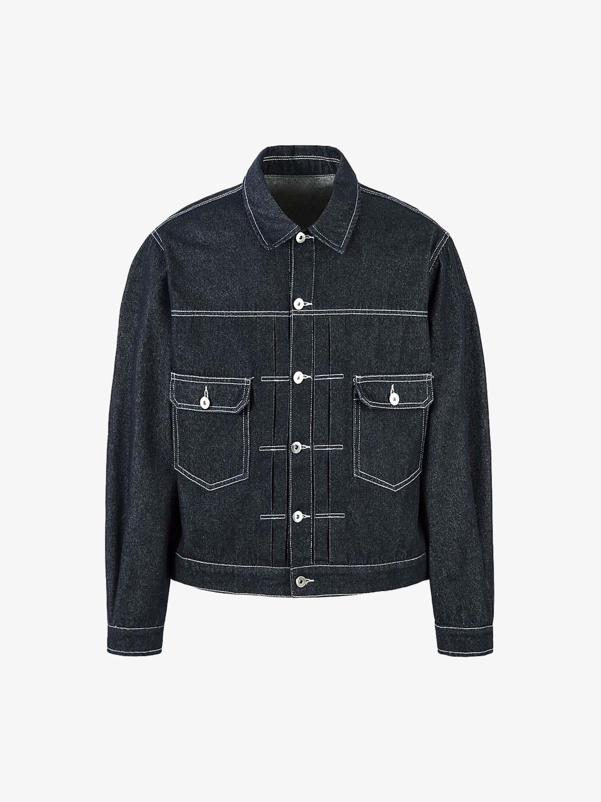 Retro Heavy Washed Contrast Denim Jacket 2528
