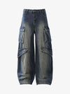Heavy Washed Workwear Baggy Barrel Jeans - 2337 