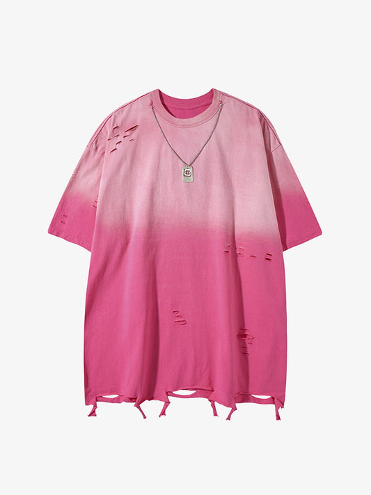 Tie -Dye Tattered Edge Necklace T-shirt 