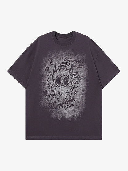 Oversized Angel Graphic T-Shirt 