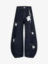 Fun Letter Pocket Barrel Jeans 