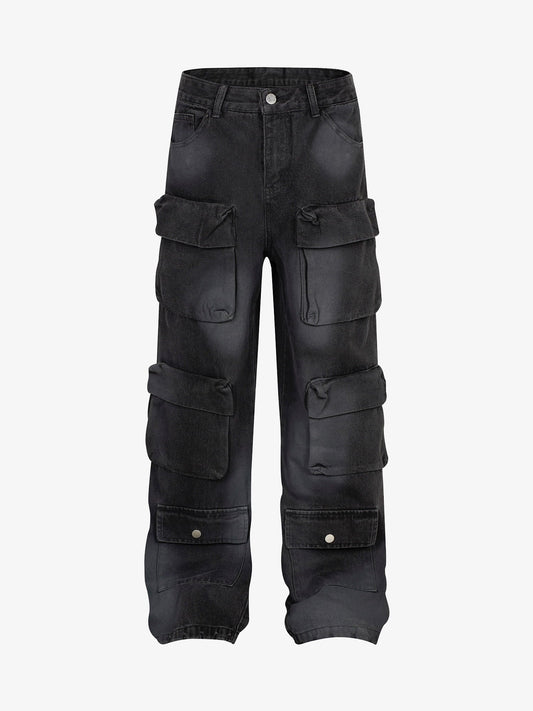 Thesupermade High Street Hip-hop Distressed Washed Work Jeans 