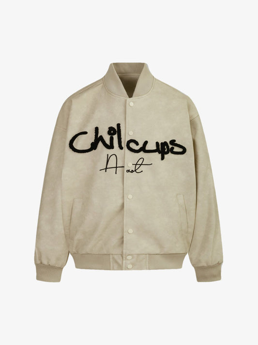 Thesupermade Contrast Color Embroidery Bomber Jacket 