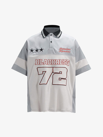 Retro Sports Jersey Polo Shirt 