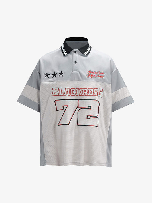 Retro Sports Jersey Polo Shirt 