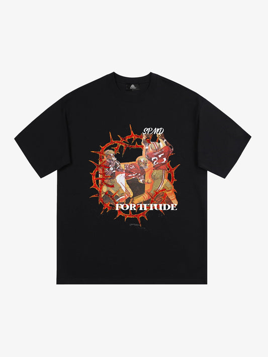 Super Bowl Football “FORTITUDE” Print T-Shirt 