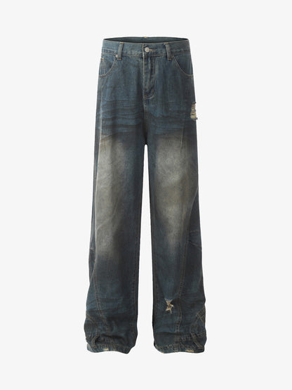 Dirty Dyed Washed Straight Jeans 