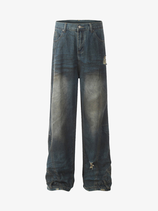 Dirty Dyed Washed Straight Jeans 