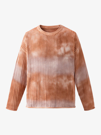 Gradient Ombre Knit  Crew Neck Sweater 