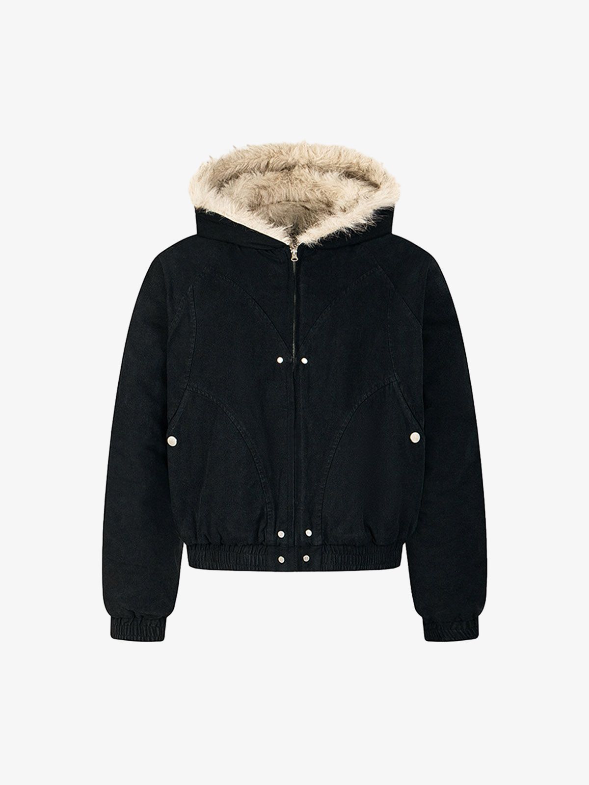 Patchwork Fur Hooded Quilted Jacket 