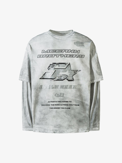 Thesupermade High Street Hip-hop Patchwork Long-sleeved T-shirt - 2269 