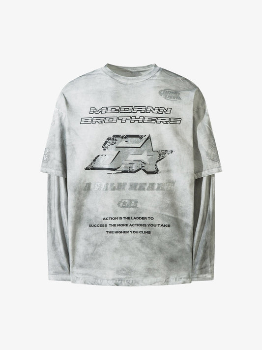 Thesupermade High Street Hip-hop Patchwork Long-sleeved T-shirt - 2269 