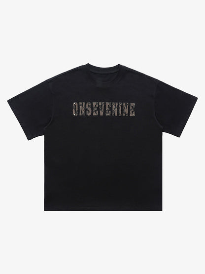 Camouflage Letter Short Sleeve T-Shirt 