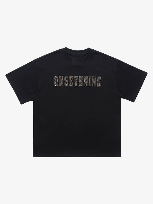 Camouflage Letter Short Sleeve T-Shirt 
